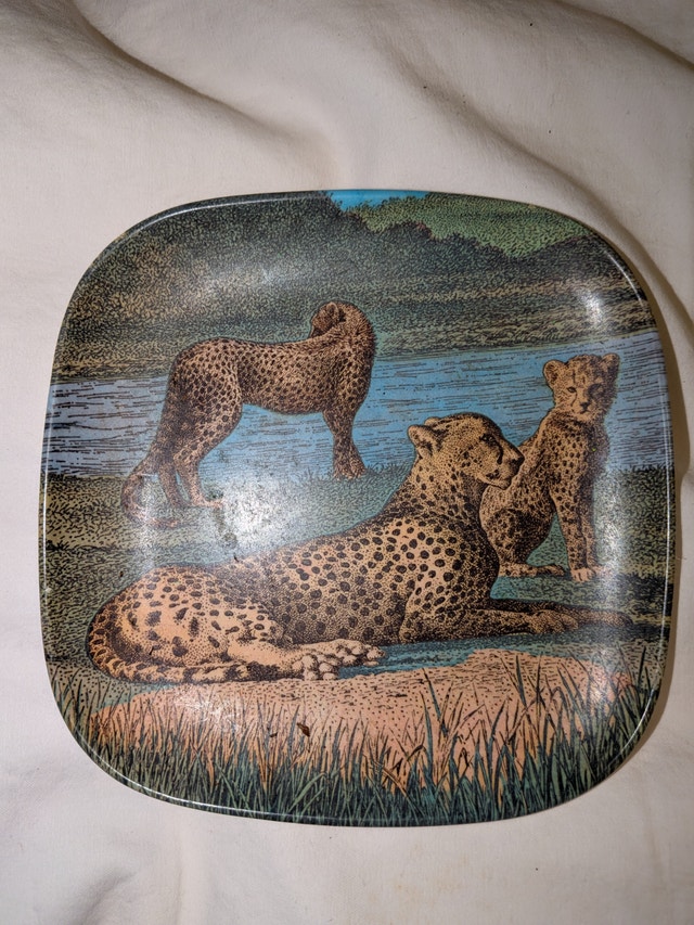 Decorative Cheetah Plate 1930's from Uganda