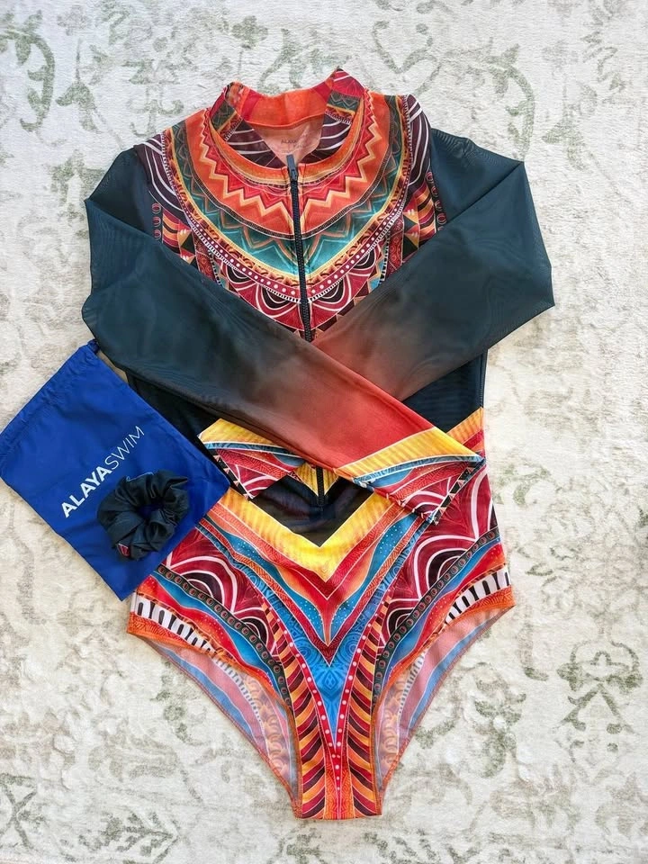 NEW Alayaswim One Piece Swimsuit with Zipper - NeoSun Print-Size - photo 5