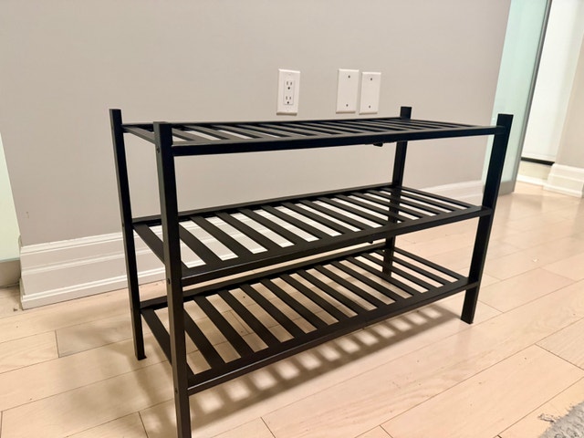 Shoe Rack – 3-Tier Storage Organizer, Black, Entryway / Closet