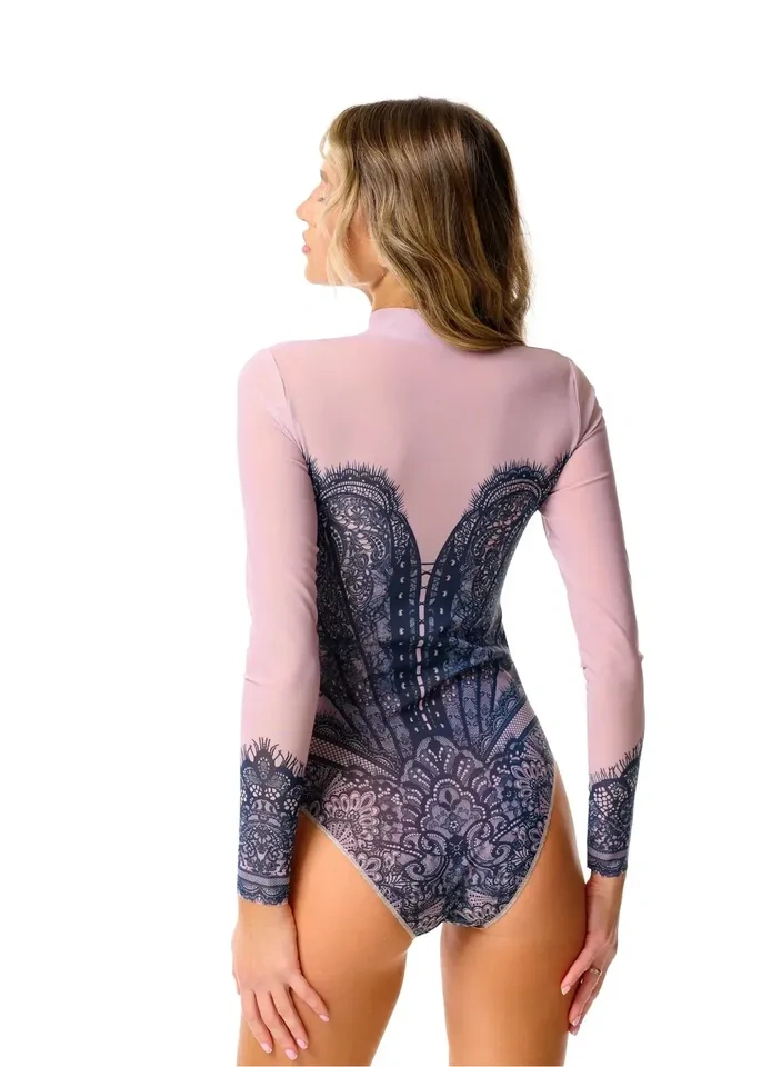 NEW Alayaswim One Piece Swimsuit with Zipper- Gipur Print-Size S - photo 3