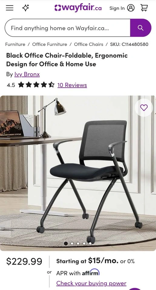 BROBRIYO BRY-008 Black Mesh Rolling Conference Chair – New - photo 4