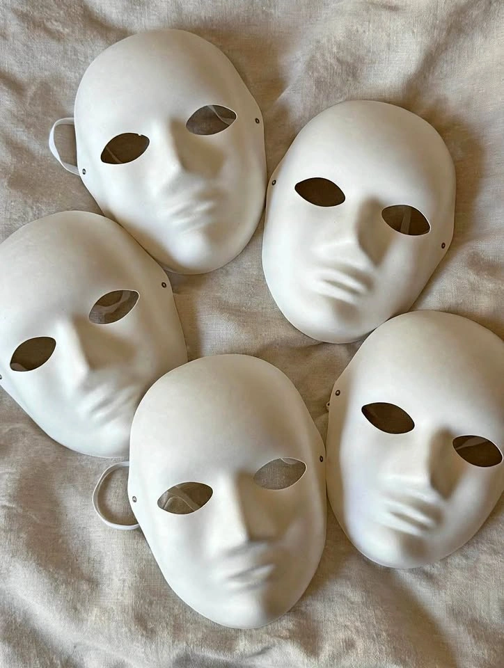 5x Blank White Masks - DIY Paintable Face Masks