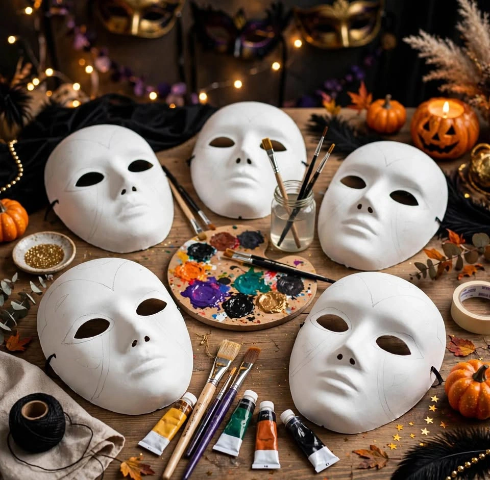 5x Blank White Masks - DIY Paintable Face Masks - photo 2