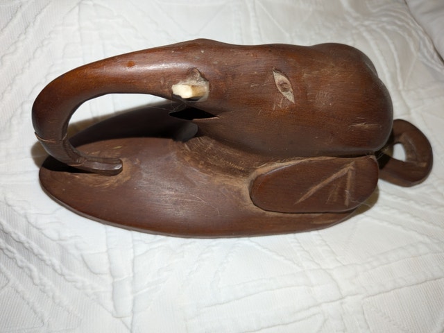 Hand-Carved Wooden Elephant Wall Decor 1930s from Uganda - photo 3