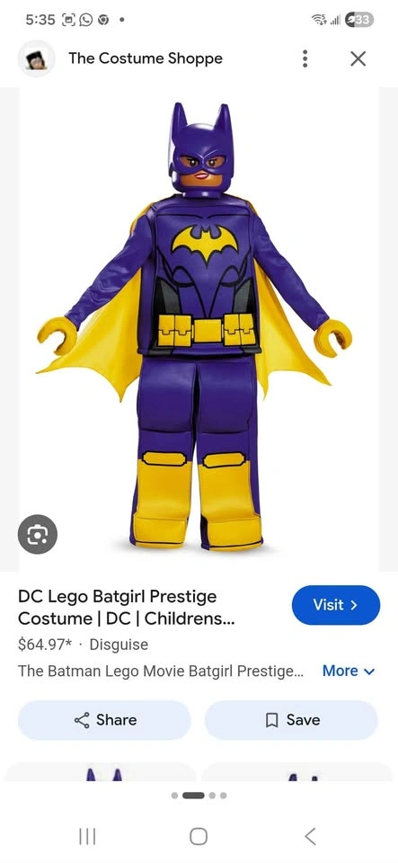 Lego Batgirl Costume Size 7/8 - photo 2