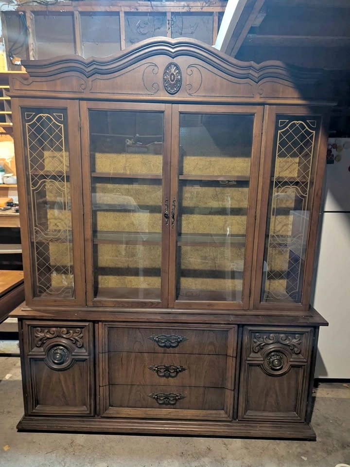 Vintage Wooden China Cabinet Hutch