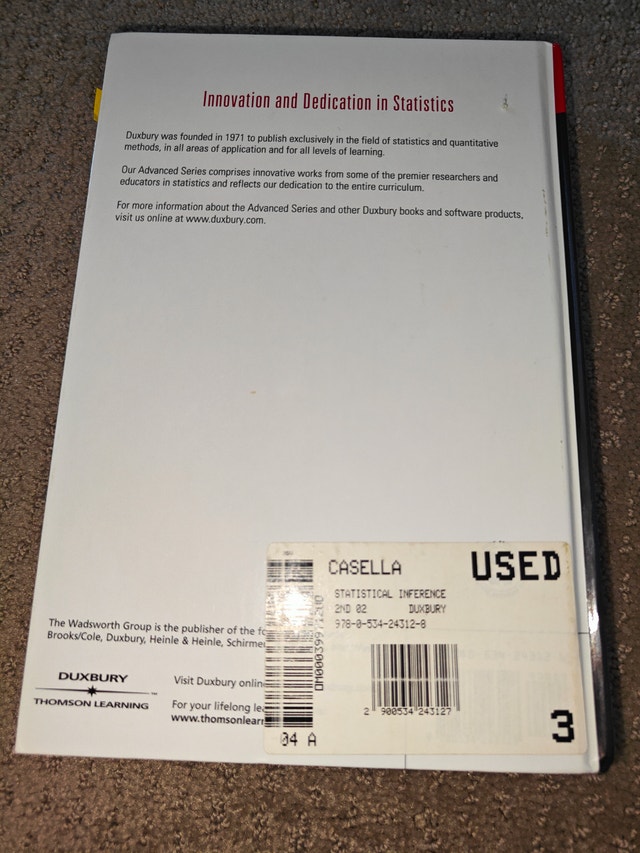 Statistical Inference, 2nd Edition: Casella & Berger (Hardcover) - photo 2