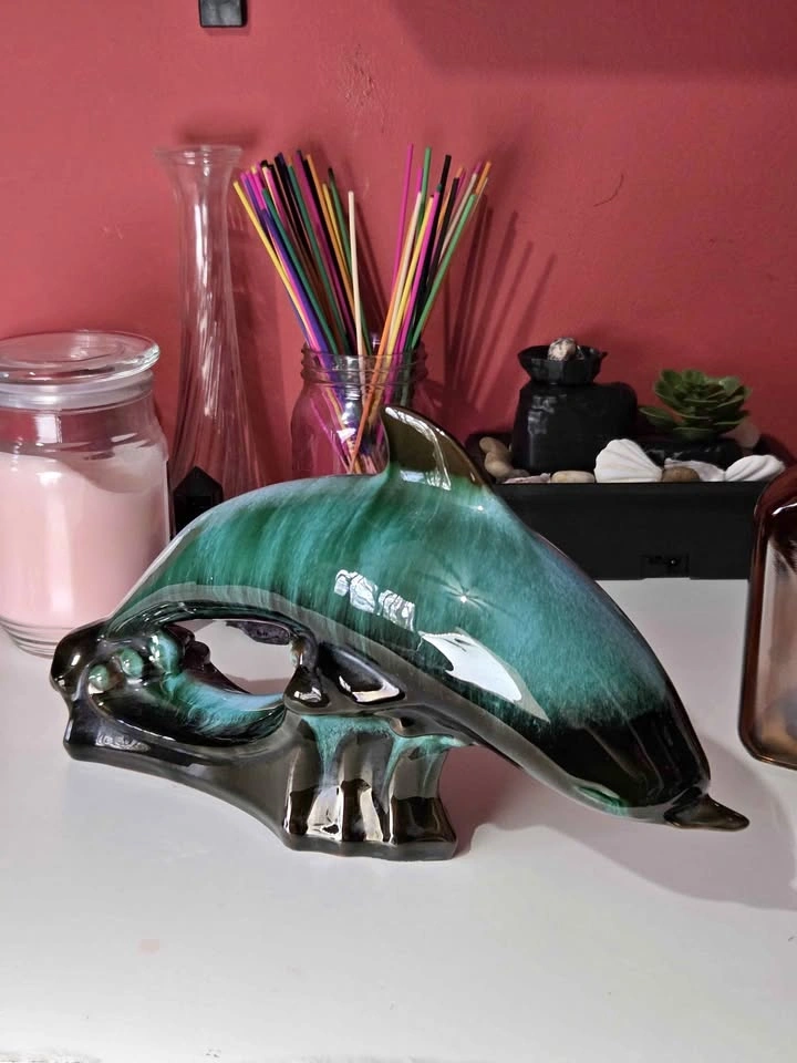 Vintage MCM Blue Mountain Pottery Ceramic Dolphin