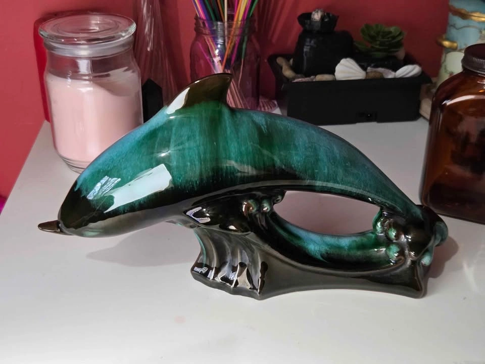 Vintage MCM Blue Mountain Pottery Ceramic Dolphin - photo 3
