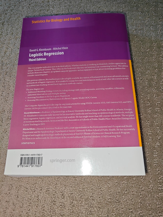 Logistic Regression Self Learning Text, 3rd Ed, Kleinbauum Klein - photo 3