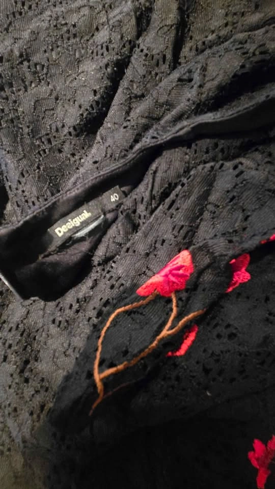 Boho Desigual Lace Embroider Floral Dress Medium - photo 3