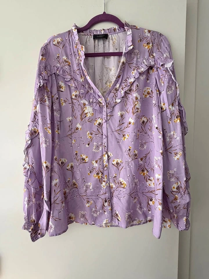 Belldini Floral Ruffle Blouse