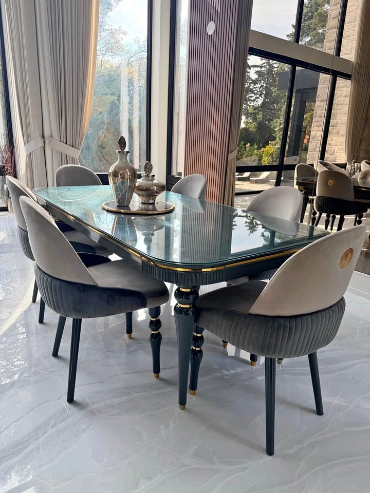 Luxury Modern Dining Table with 6 Matching Chairs