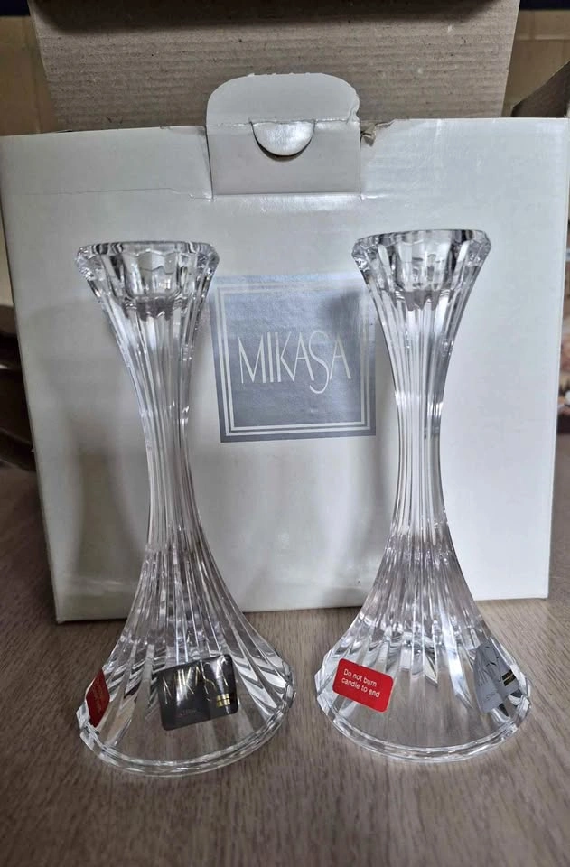 5.5 inch Mikasa Crystal Candlesticks - Set of 2 (Skokie)
