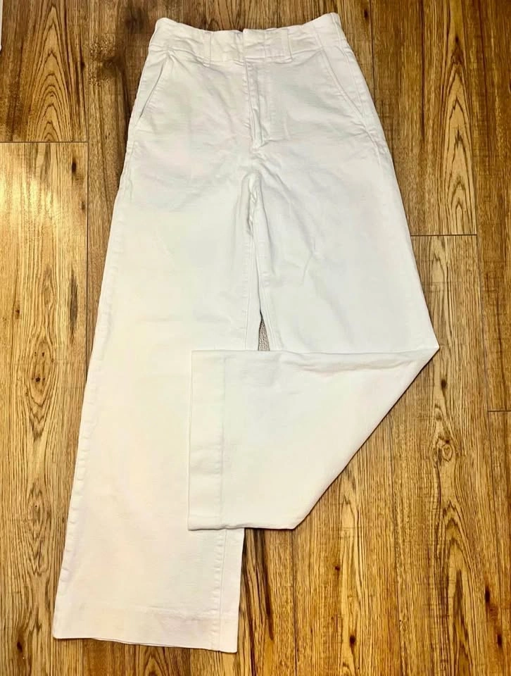 Uniqlo High-Waisted Wide-Leg Jeans (Off-White/Cream) - Size Smal