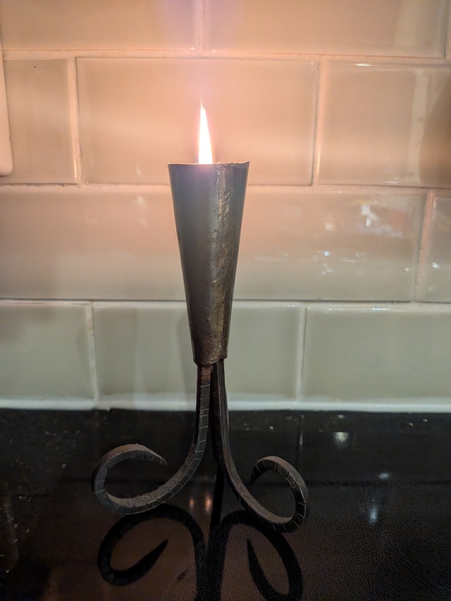 Hand-Forged Iron Candle Holder