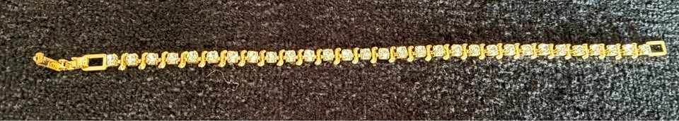 Vintage Gold-Tone S-Link Rhinestone Tennis Bracelet (7.36”) - photo 3