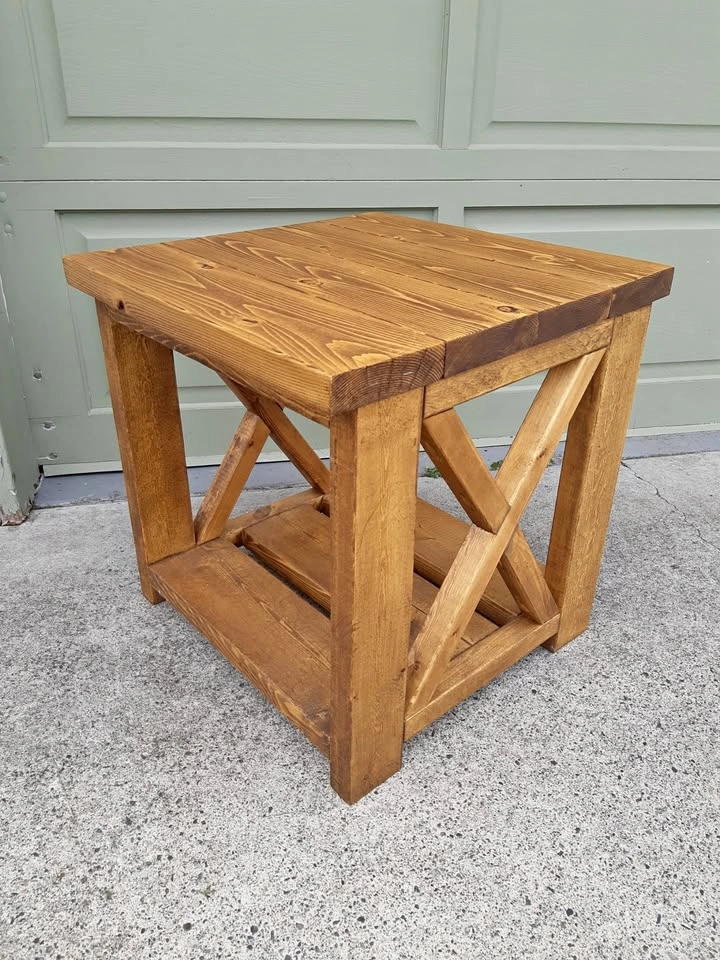 Handmade X-Brace Solid Wood Farmhouse Side Table