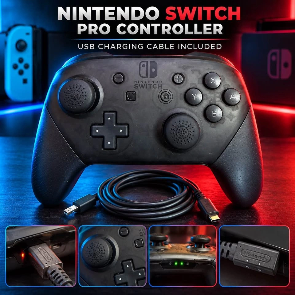 Nintendo Switch Pro Controller + USB Charging Cable - photo 2