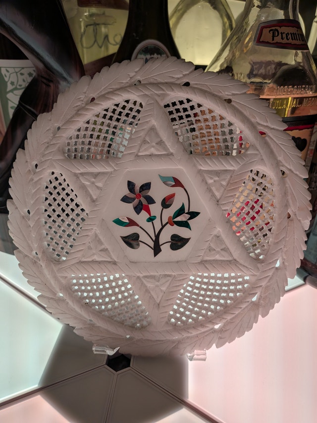 Hand-Carved Marble Decorative Plate