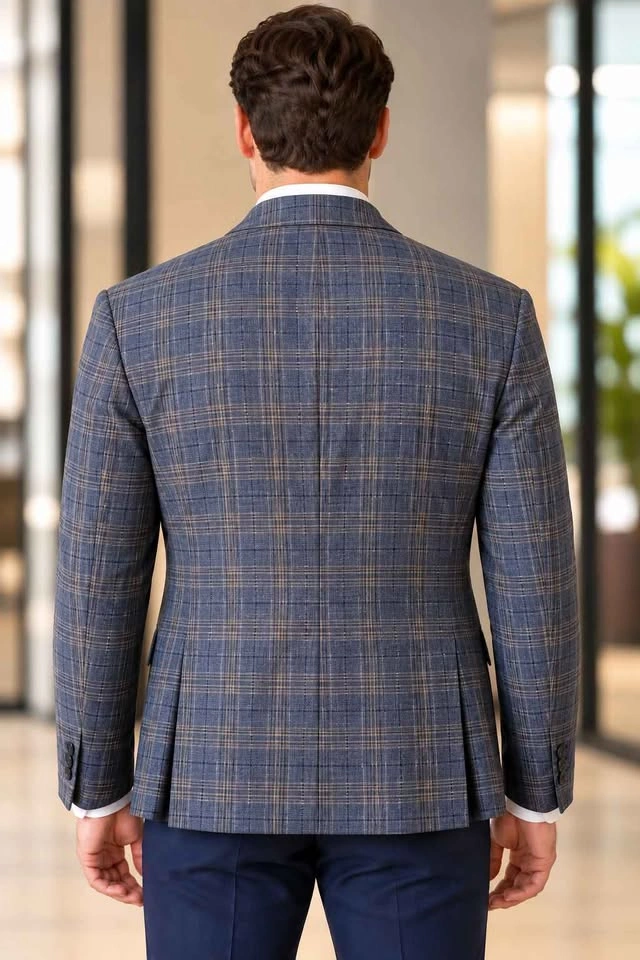 Blue Tan Plaid Sport Coat - photo 2
