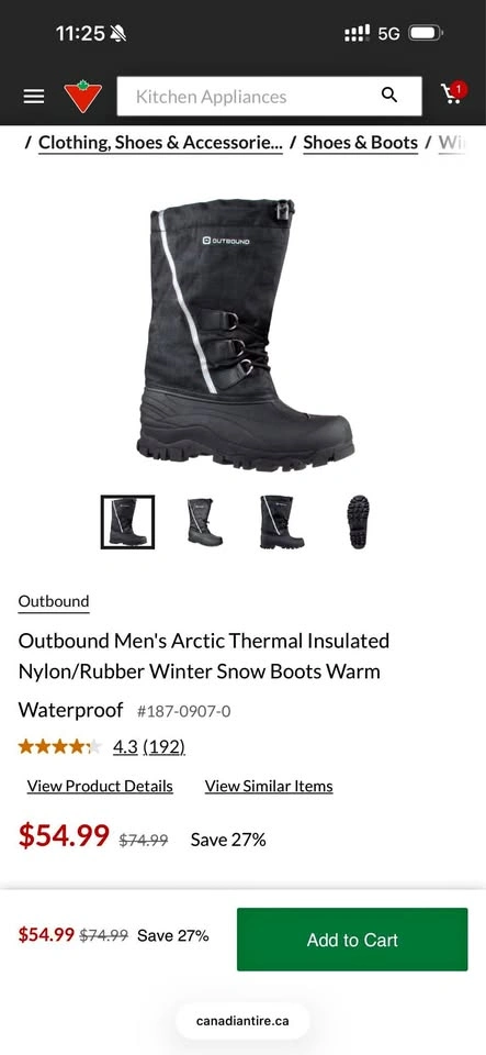 Outbound Men's Arctic Thermal Winter Snow Boots Size 12