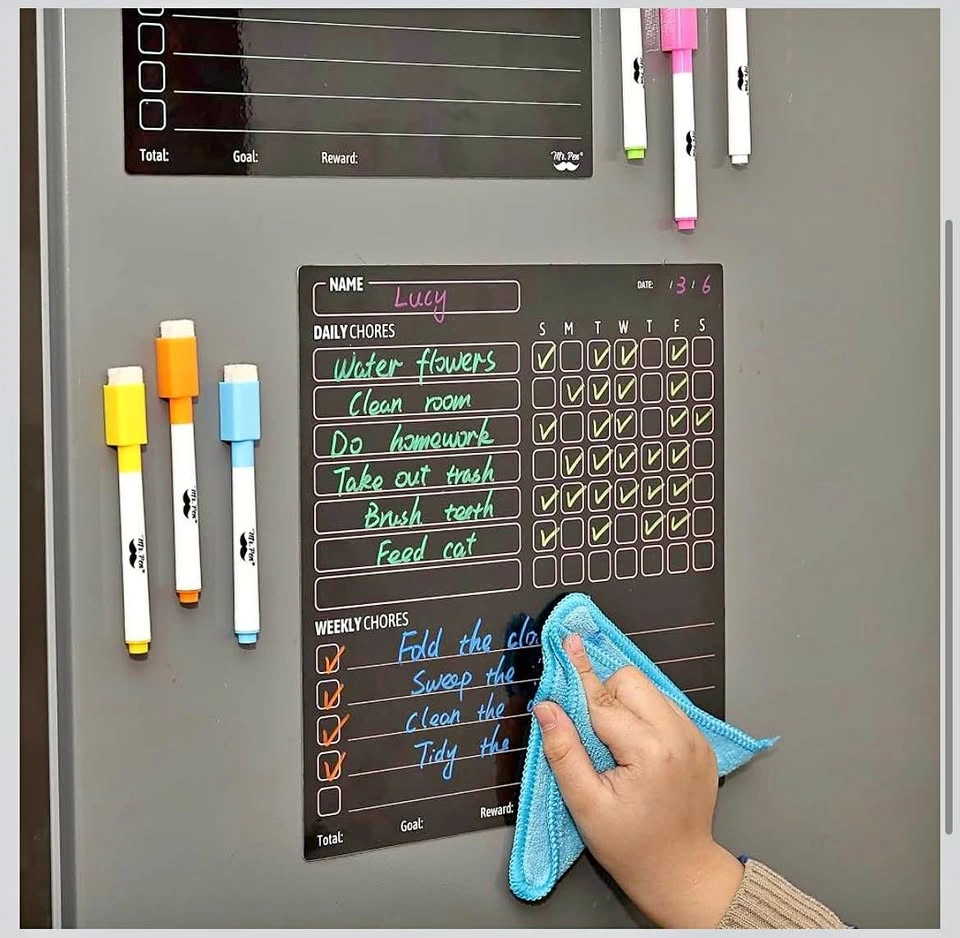 Magnetic dry erase chore board