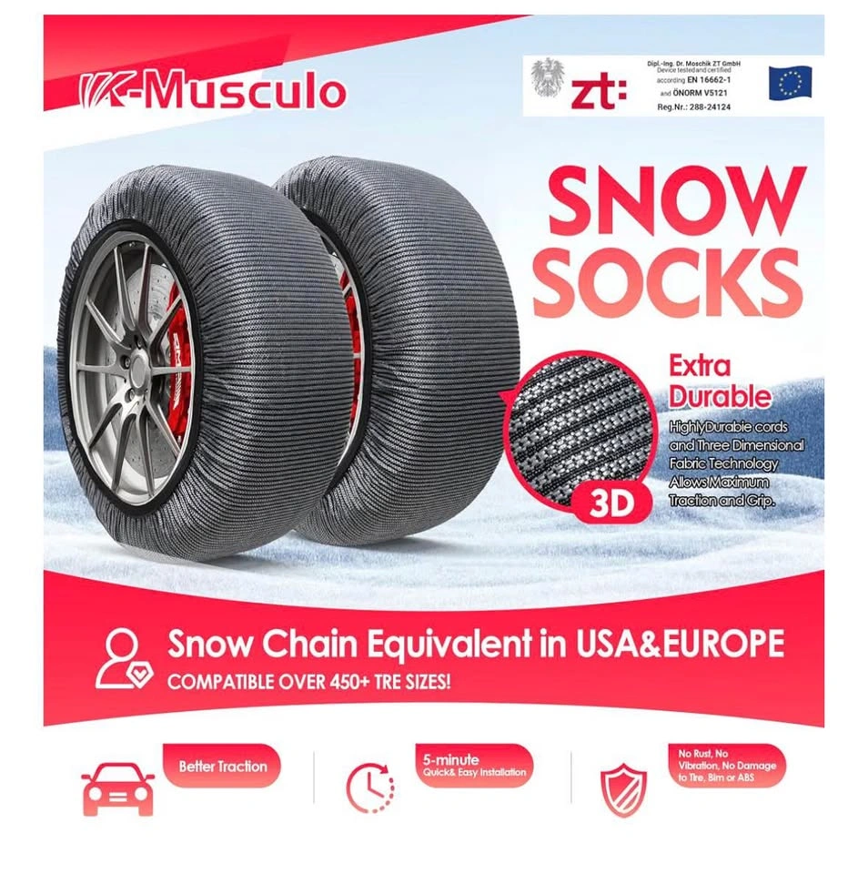 Brand New! K-Musculo Snow Socks for Tires (set of 2) - photo 2