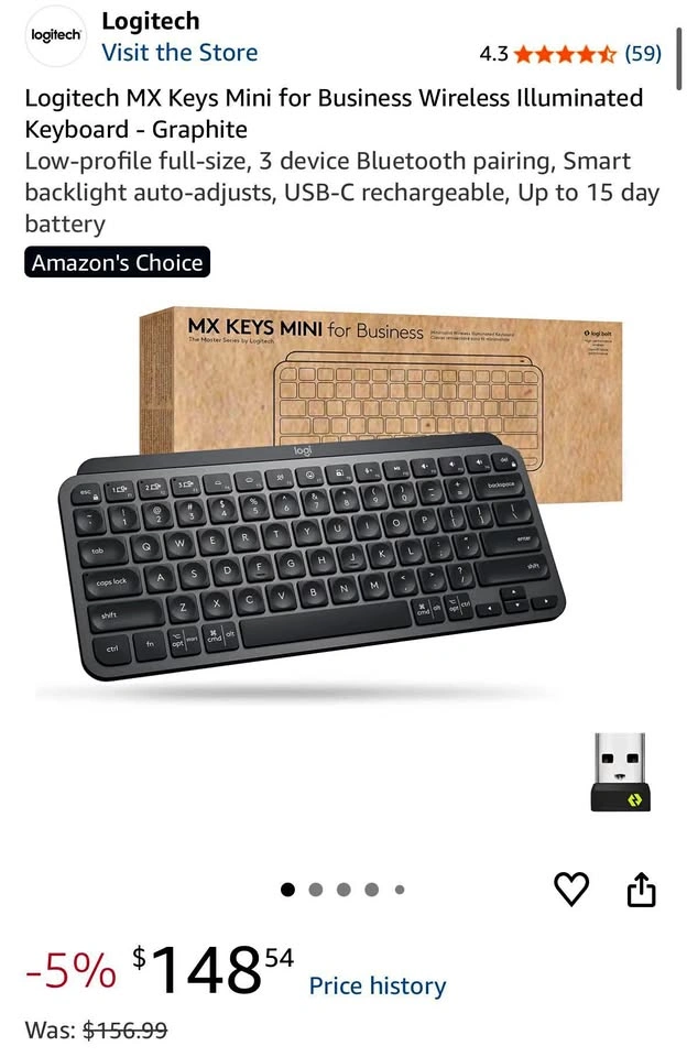 Logitech MX Keys Mini for Business Wireless Keyboard