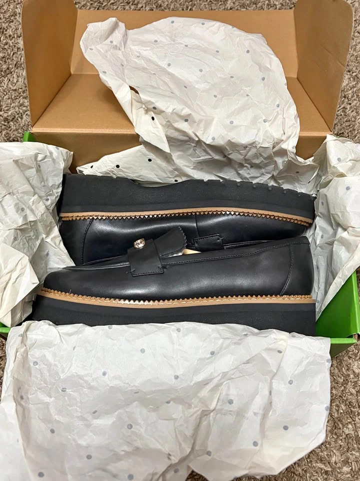 Kate Spade Black Leather Platform Loafers