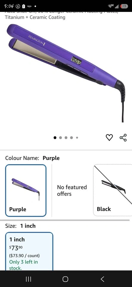 Remington 1" Flat Iron Hair Straightener – Purple - photo 3