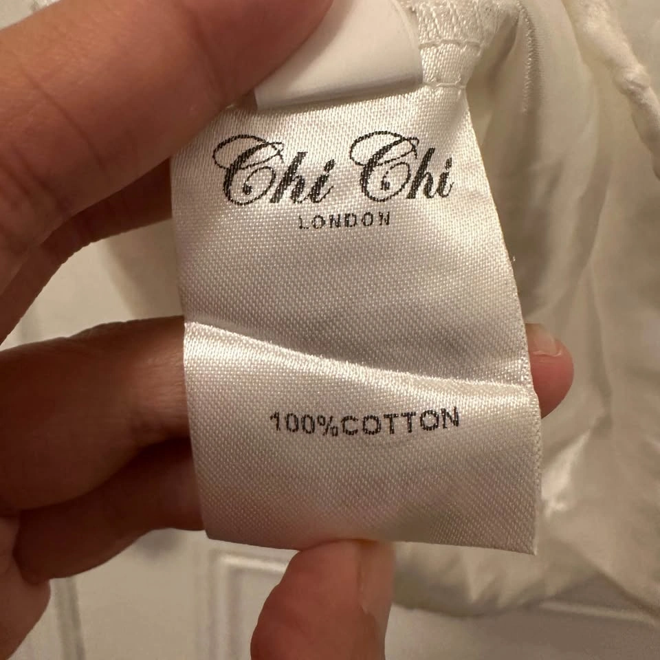NWOT Chi Chi London White Eyelet 100% Cotton Bell Sleeve Dress - photo 3