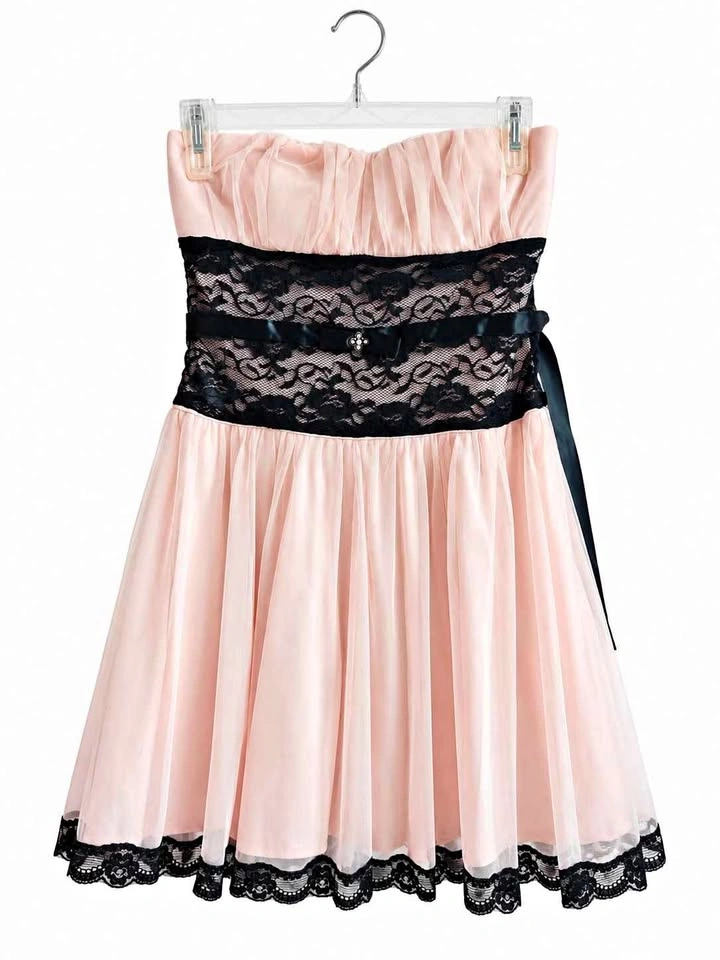 MYSTIC Pink & Black Lace Party Dress