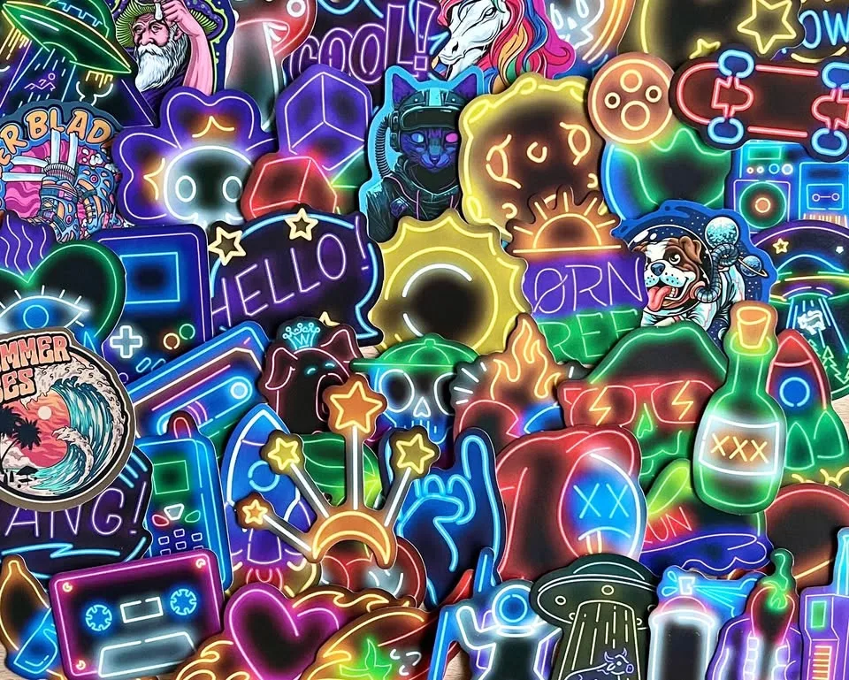 Pack of 50 Neon Lights Signs Stickers image indicator(5)