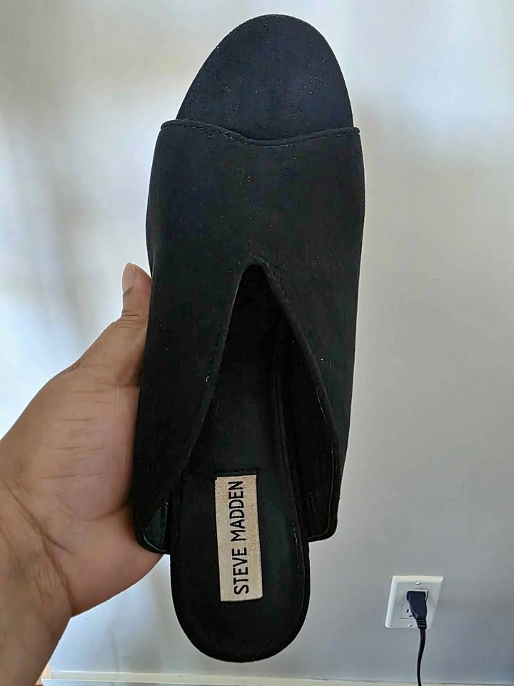 Steve Madden Black Suede Block Heel Mules Size 10B