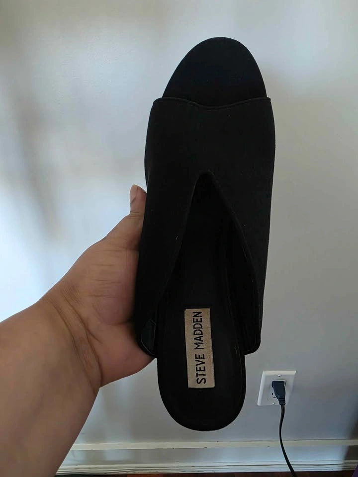 Steve Madden Black Suede Block Heel Mules Size 10B - photo 2