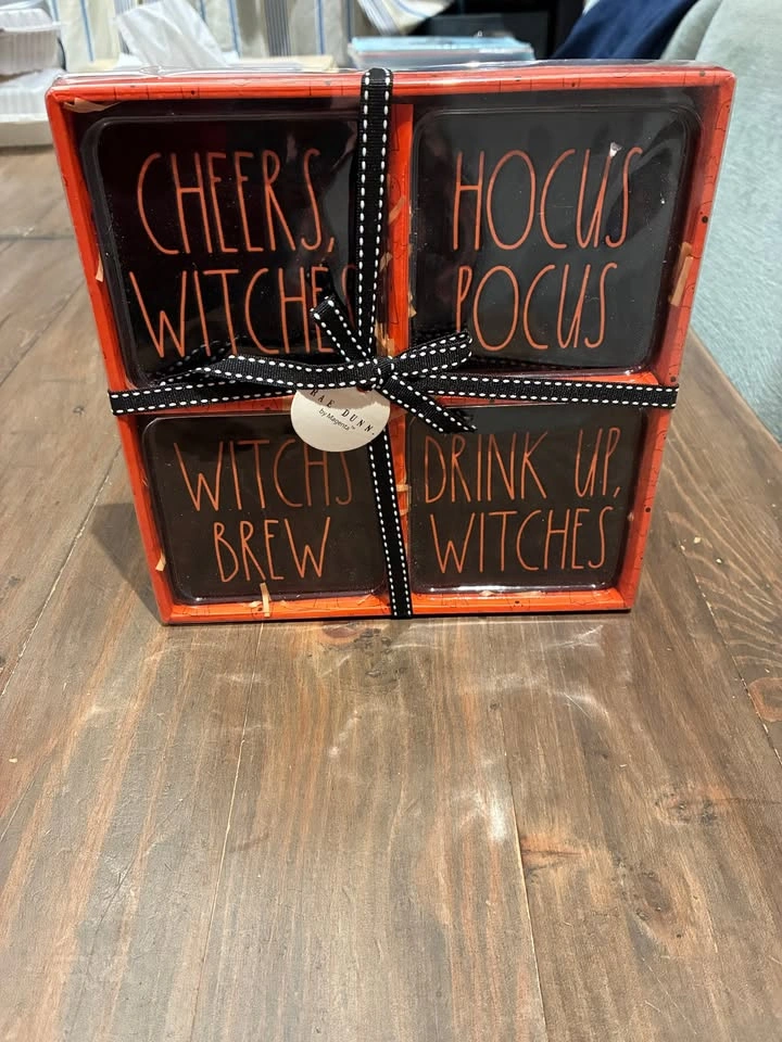 New - Rae Dunn Halloween Spooky Coaster Set Witches Hocus Pocus - photo 2