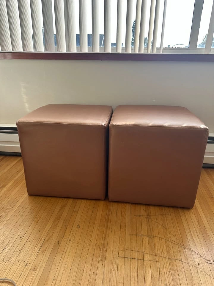 Pair of Brown Cube Ottoman - photo 3