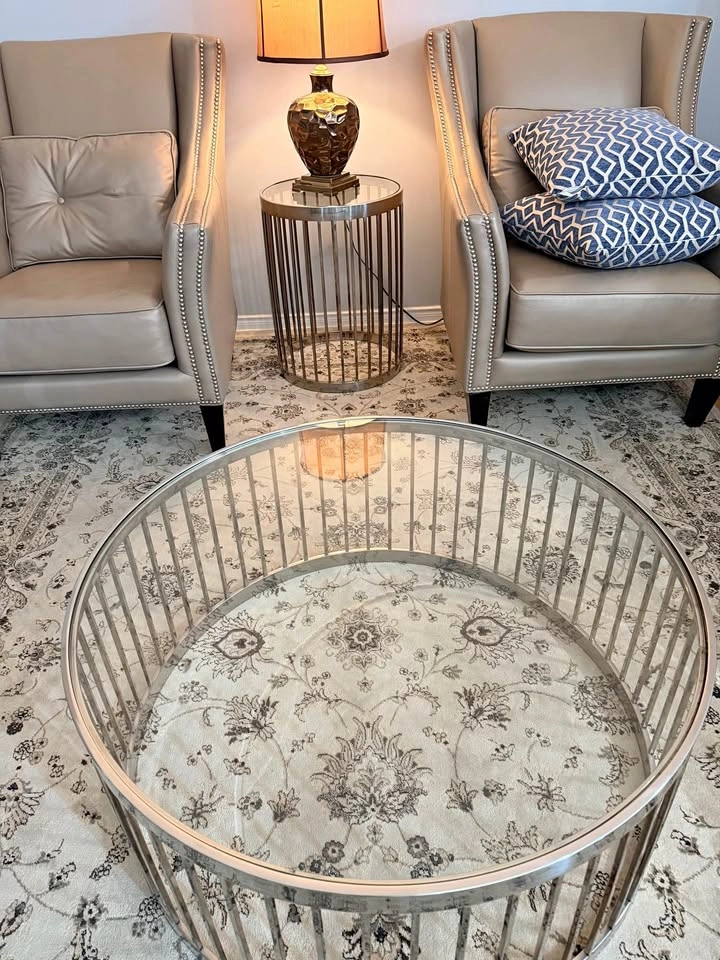 Elegant 2-Piece Round Glass Coffee Table & Side Table Set