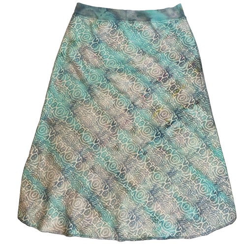 Fresh Produce Midi Skirt Small Teal Blue Geometric Batik - photo 2