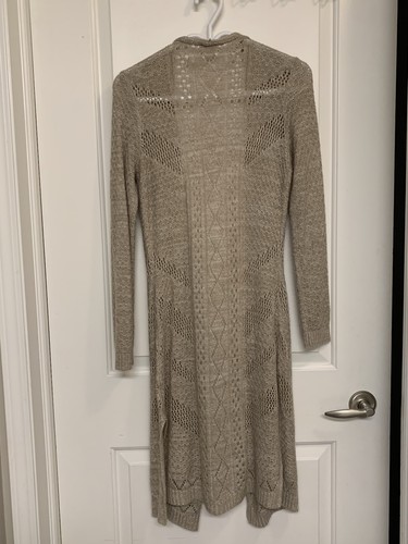 Kismet Open Knit Duster Cardigan S Beige Boho Cottage - photo 2