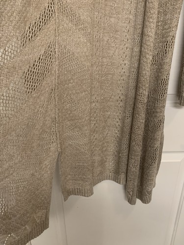 Kismet Open Knit Duster Cardigan S Beige Boho Cottage - photo 3