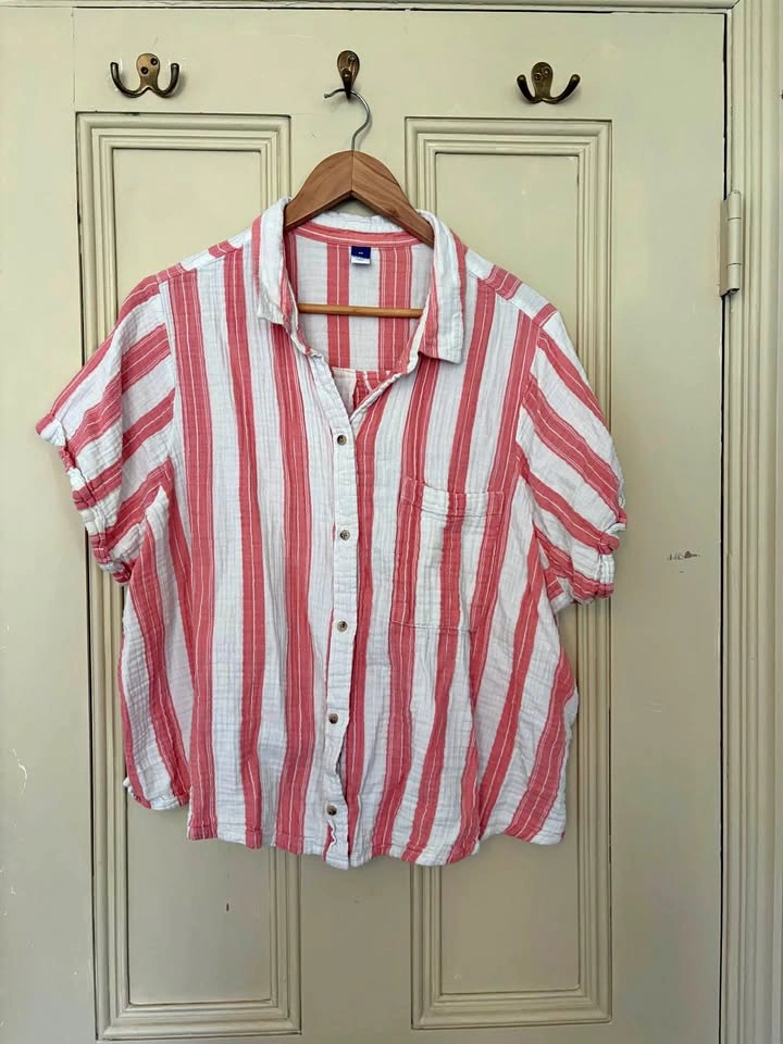 Old Navy 3X Striped Short Sleeve Button-Down Shirt