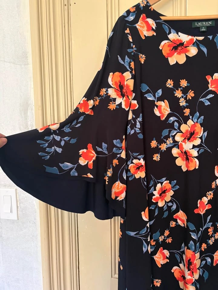 Lauren Ralph Lauren Floral Bell Sleeve Dress Size 16 - photo 4