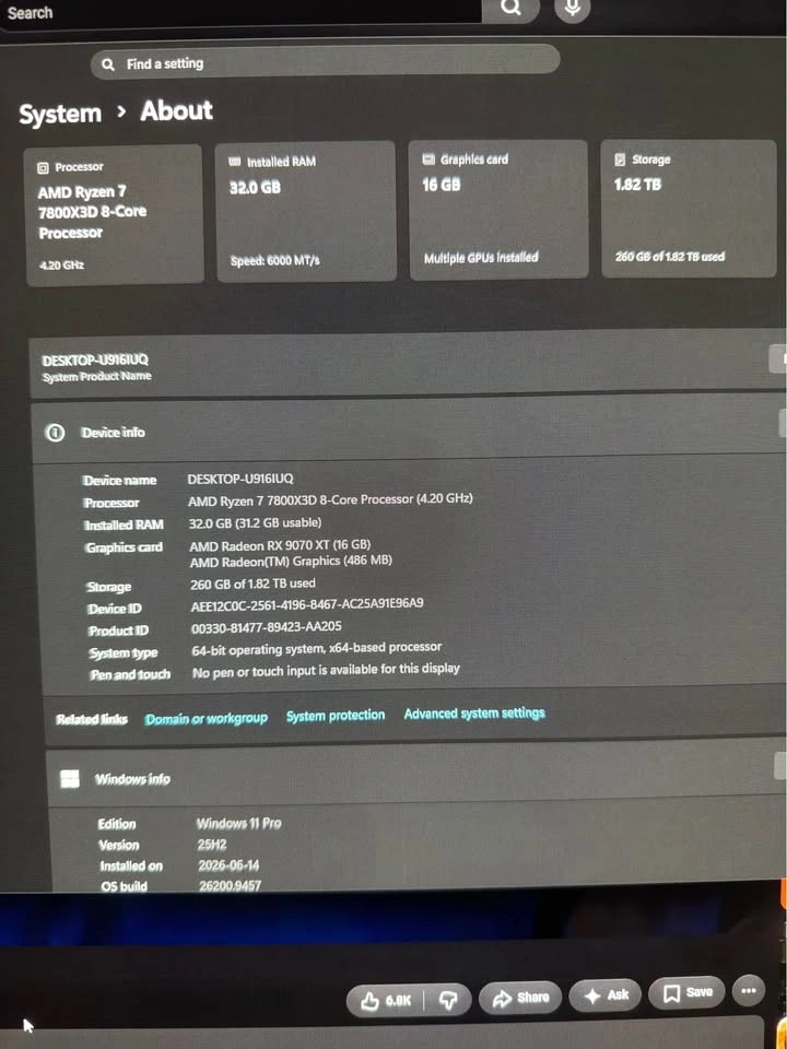 PC Build | Sapphire Pulse RX 9070 XT | AMD Ryzen 7 7800X3D - photo 3