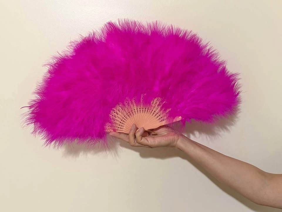 Set of 6 Large Marabou Feather Fans - Dance Costume Photo Prop