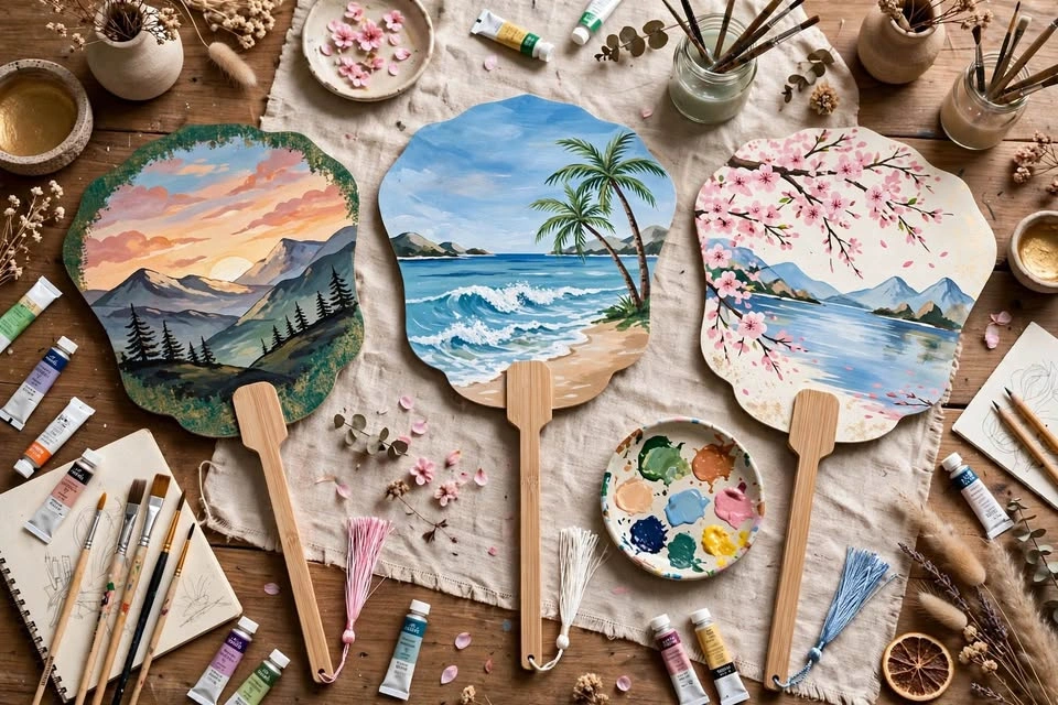 Gold Foil Blank Paddle Fans - DIY Craft Paintable Fans - photo 3