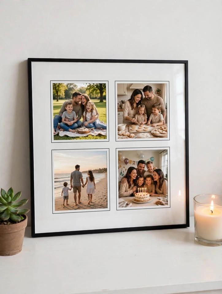 11x11in Black 4-Opening Collage Frame - Family Photo Display