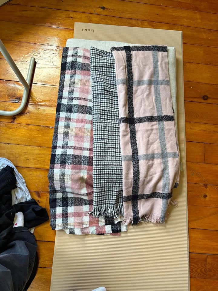 Set of 3 Plaid and Houndstooth Scarves