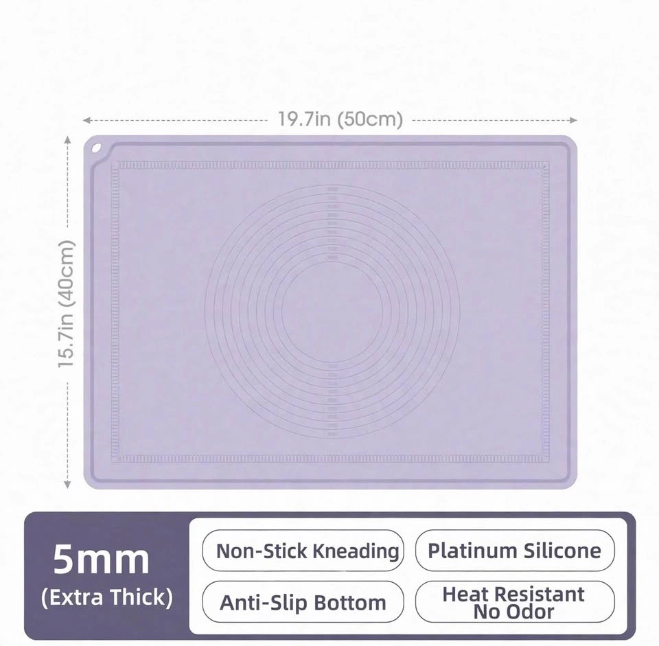 Thick Silicone Pastry Mat 19.7x15.7in - Taro Purple - photo 5